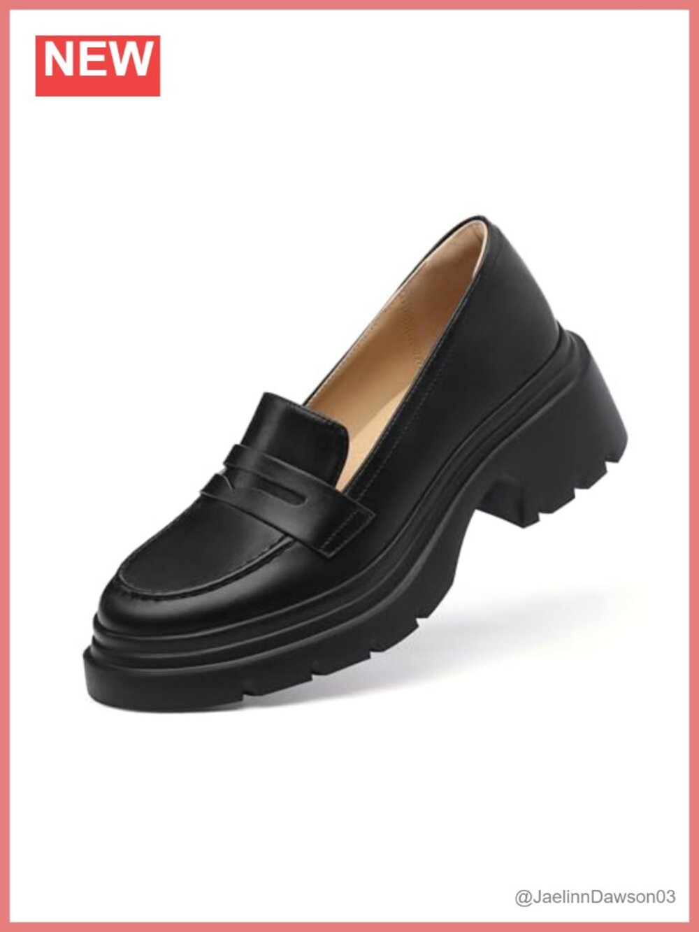 Women's Platform Chunky Heel Penny Loafers Slip On Business Casual Faux Leather